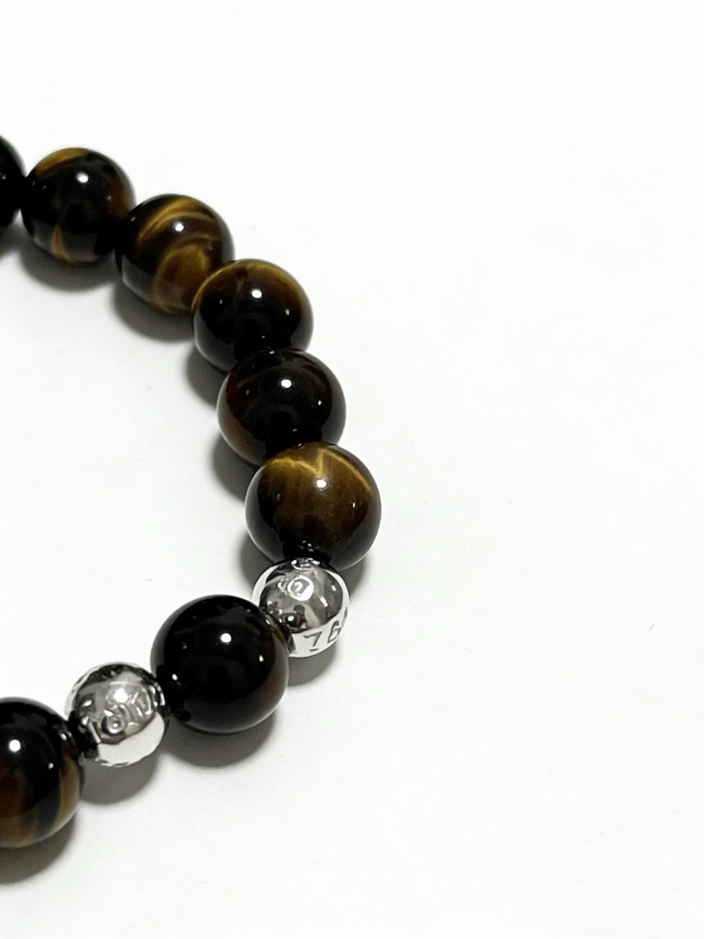 Tiffany & Co Tiger's Eye Gemstone Bracelet with Silver Accents